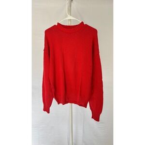 Mens‎ Vintage Northern Isles Red Cotton Knit Sweater Size L Made in USA